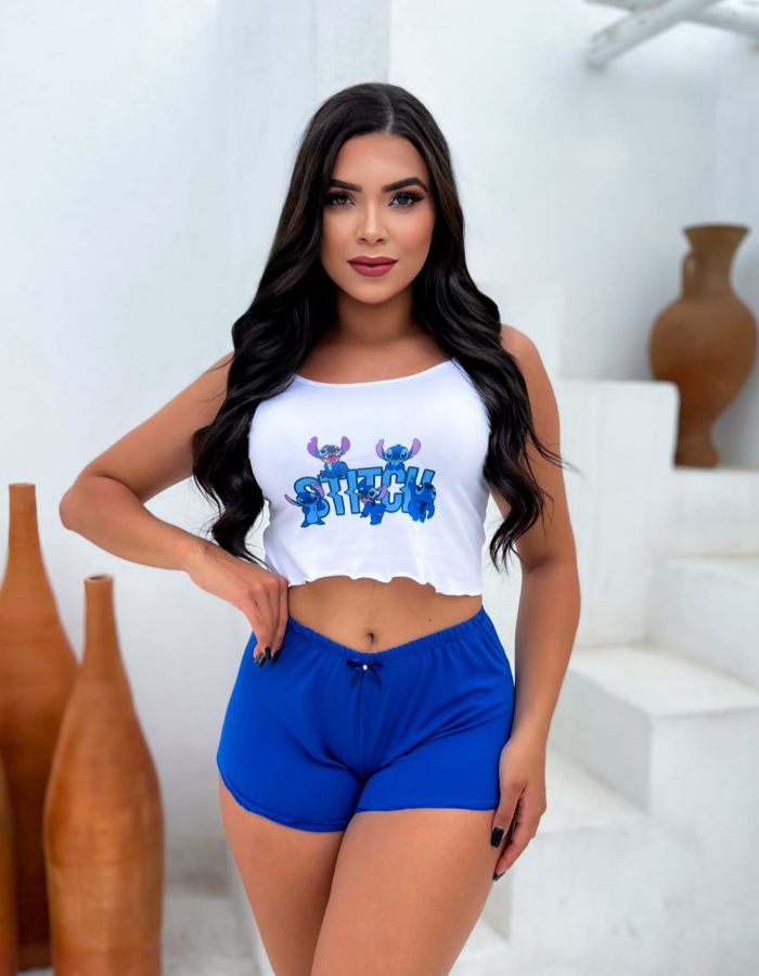 Baby Doll Short Liso Blusa Croped